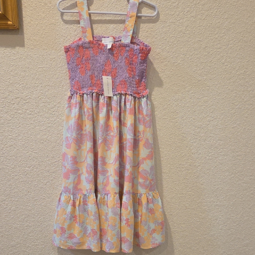 New Rockets of Awesome  Kids Dress in Light Purple and Yellow Floral Design.